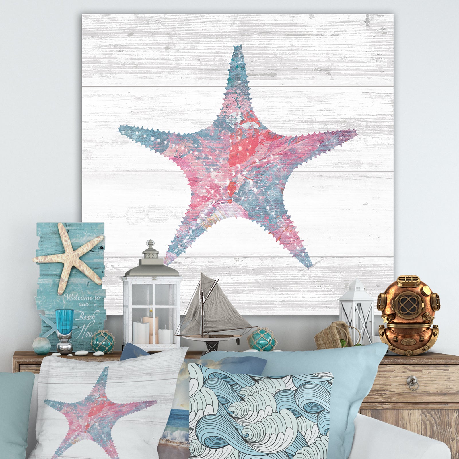 Pink Starfish Ocean Life - Canvas Art