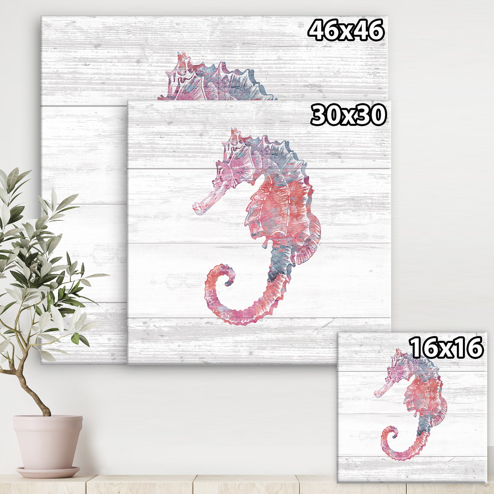 Pink Seahorses Ocean Life - Premium Canvas Wall Art