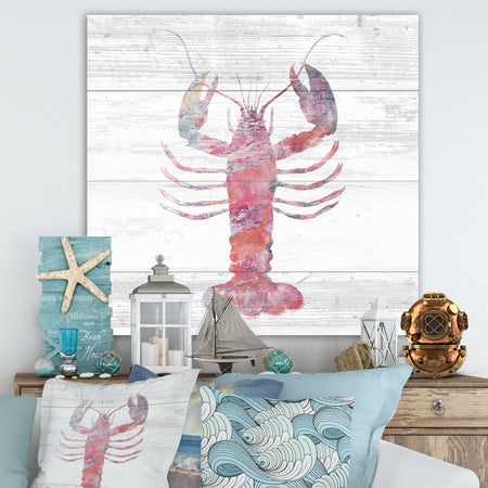 Pink lobster Ocean Life - Nautical & Coastal Gallery-wrapped Canvas