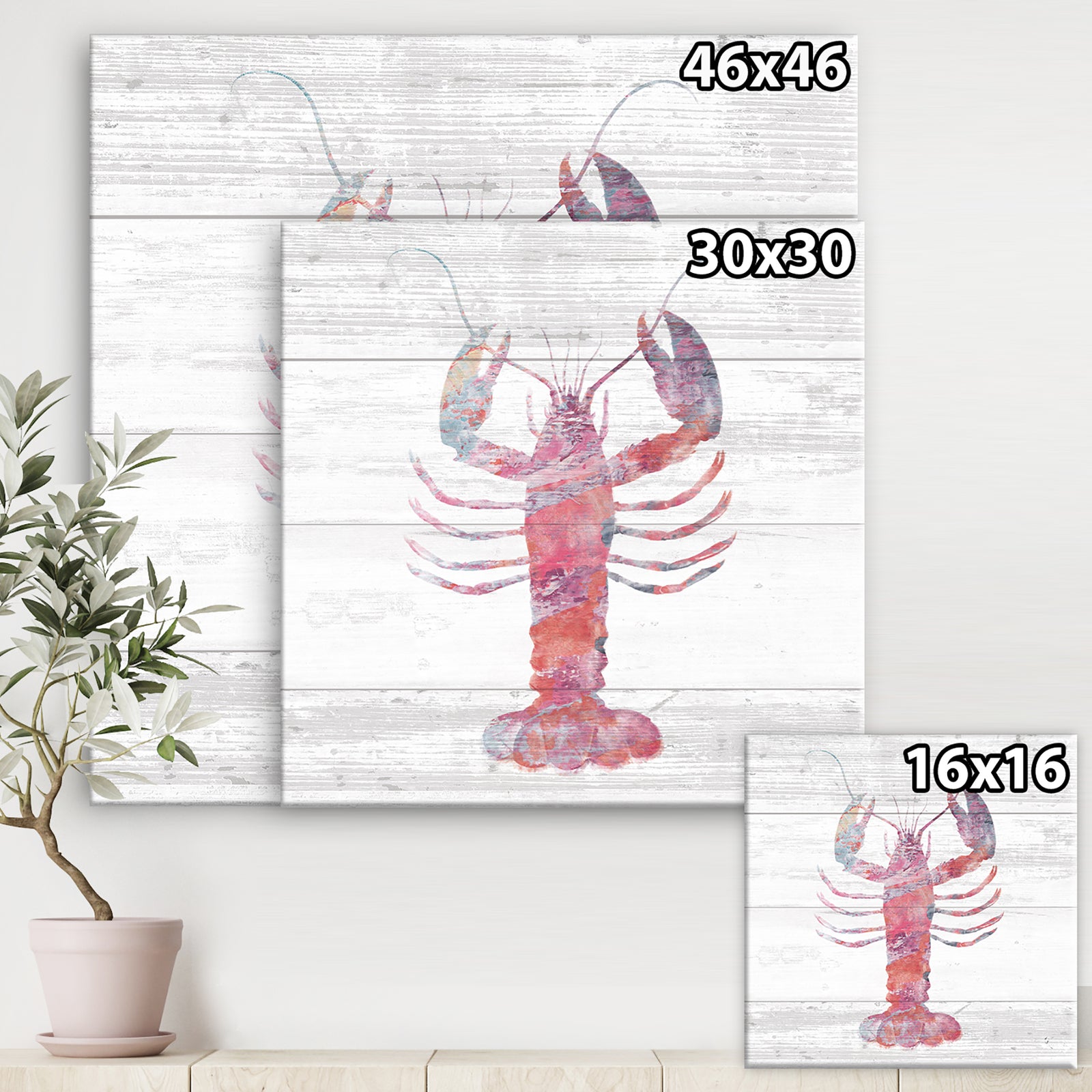 Pink lobster Ocean Life - Nautical & Coastal Gallery-wrapped Canvas