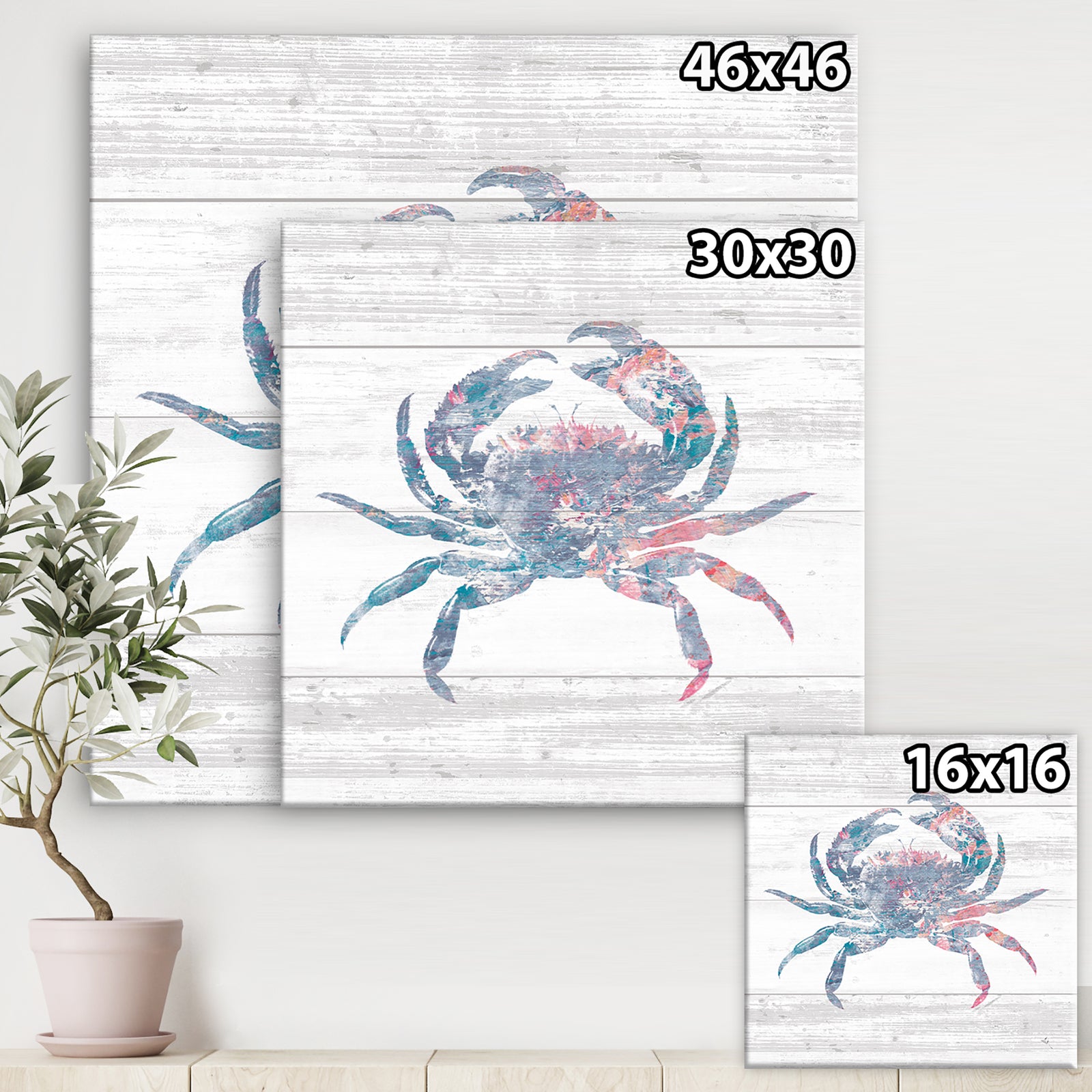 Pink Crab Ocean Life - Canvas Artwork
