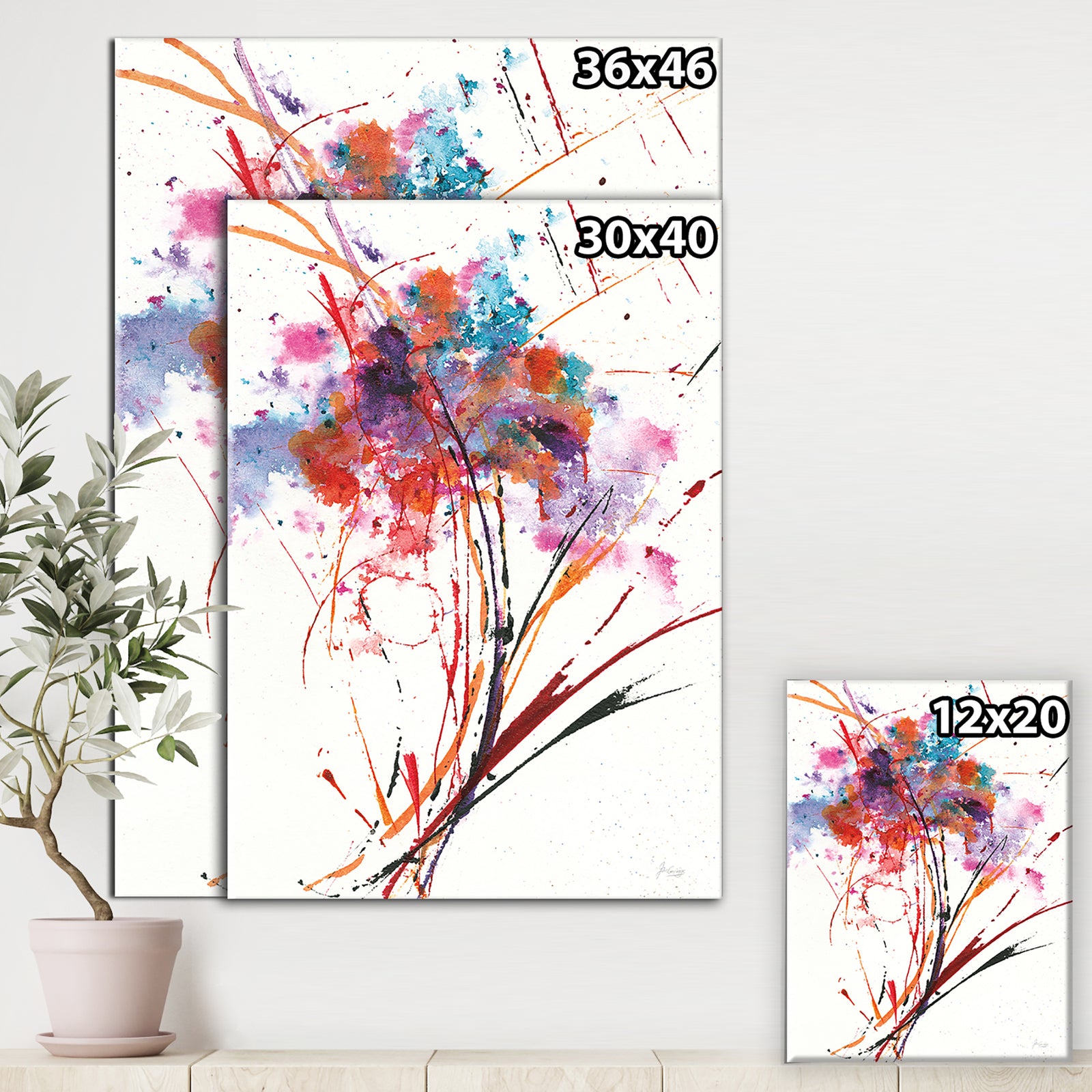 Abstract Red Flowers - Traditional Premium Canvas Wall Art