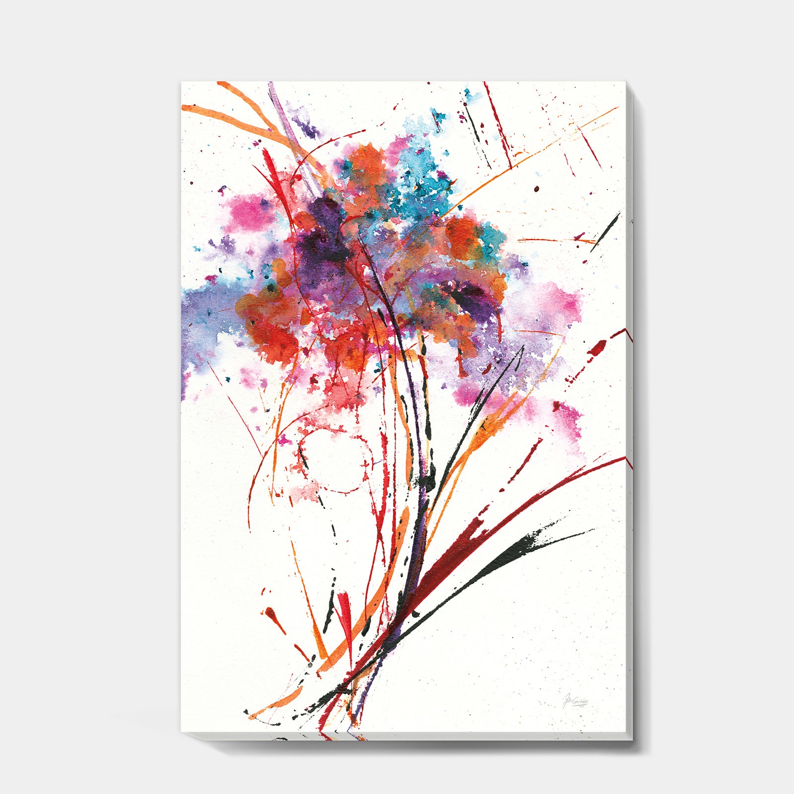 Abstract Red Flowers - Traditional Premium Canvas Wall Art