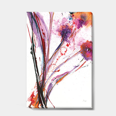 Abstract Purple Flowers - Traditional Canvas Artwork