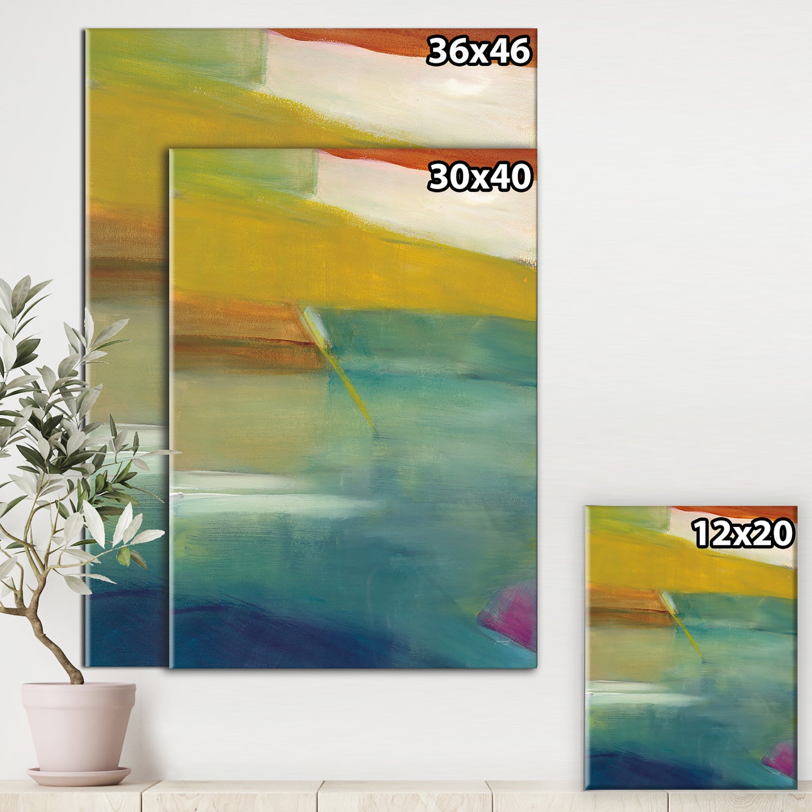 Waterpainting Impression of Indigo And Green - Modern & Contemporary Gallery-wrapped Canvas