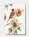 Farmhouse Bird on Flower Branch - Traditional Premium Canvas Wall Art