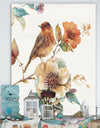 Farmhouse Bird on Flower Branch - Traditional Premium Canvas Wall Art