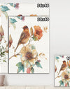 Farmhouse Bird on Flower Branch - Traditional Premium Canvas Wall Art