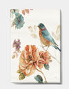 Cottage Bird on Orange Flower Twig - Traditional Gallery-wrapped Canvas