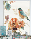 Cottage Bird on Orange Flower Twig - Traditional Gallery-wrapped Canvas