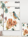 Cottage Bird on Orange Flower Twig - Traditional Gallery-wrapped Canvas