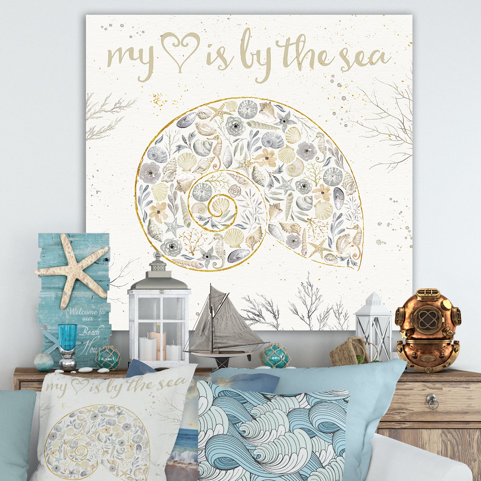 Coastal Floral Blossoms III Neutral - Nautical & Coastal Canvas Artwork