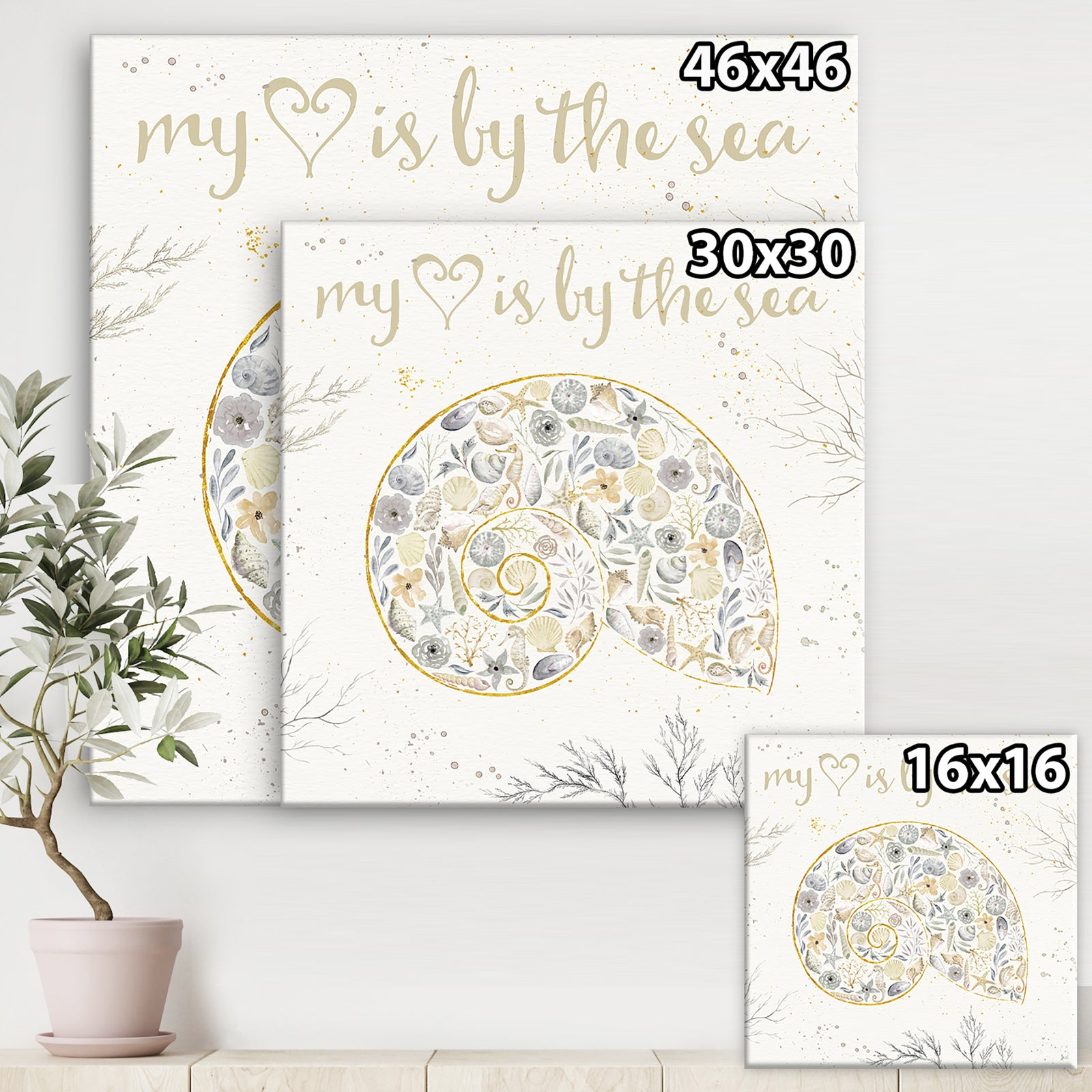 Coastal Floral Blossoms III Neutral - Nautical & Coastal Canvas Artwork