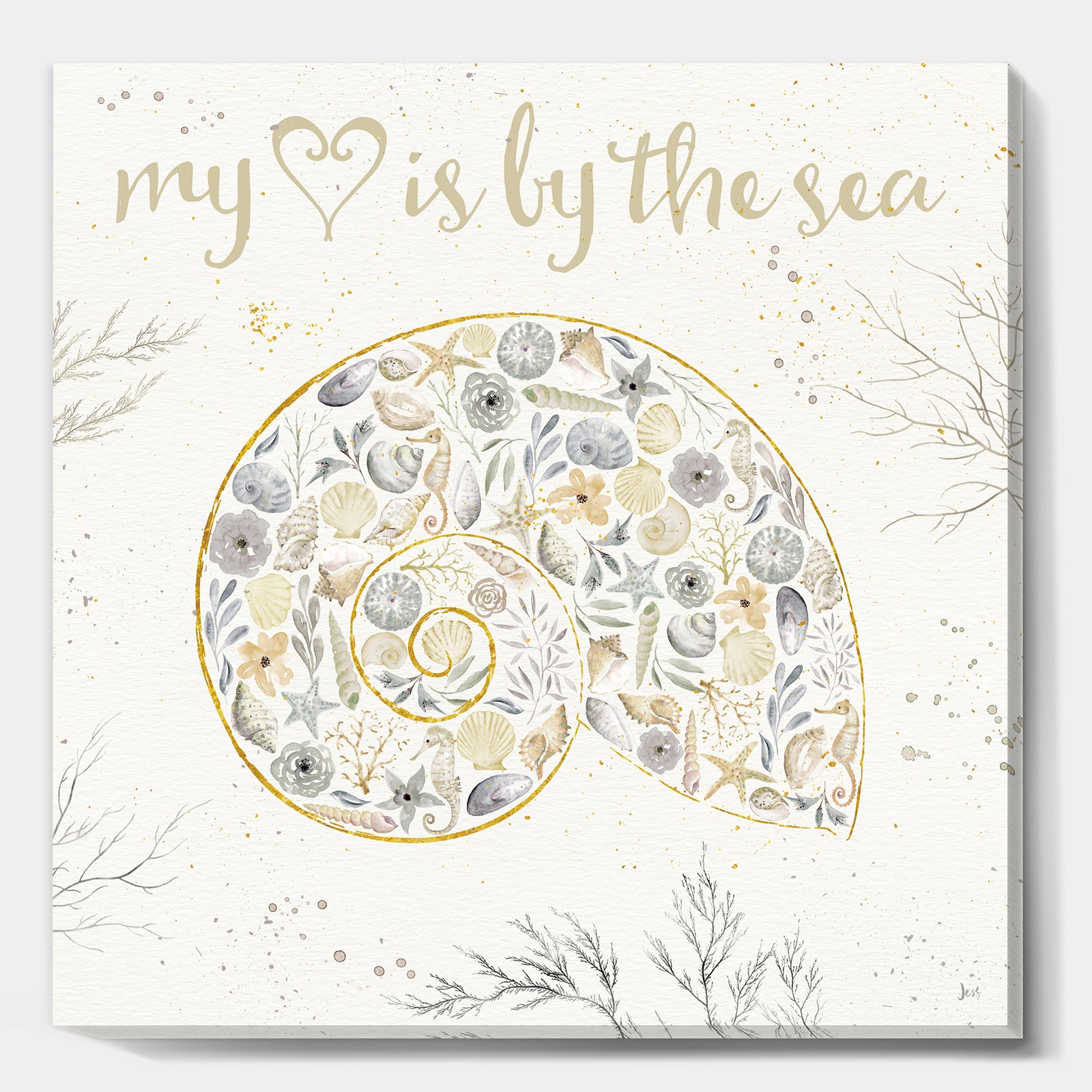 Coastal Floral Blossoms III Neutral - Nautical & Coastal Canvas Artwork