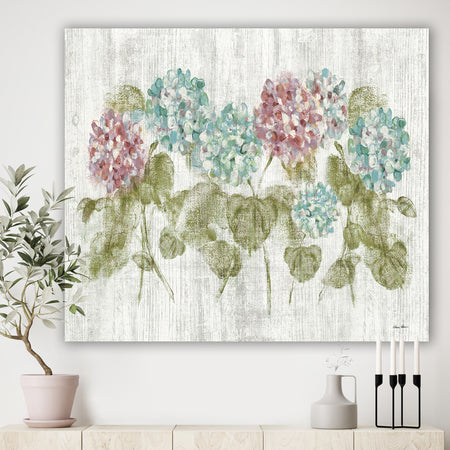 Red and Blue Vibrant Hydrangea Flowers - Cabin & Lodge Canvas Artwork