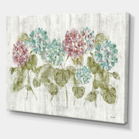 Red and Blue Vibrant Hydrangea Flowers - Cabin & Lodge Canvas Artwork