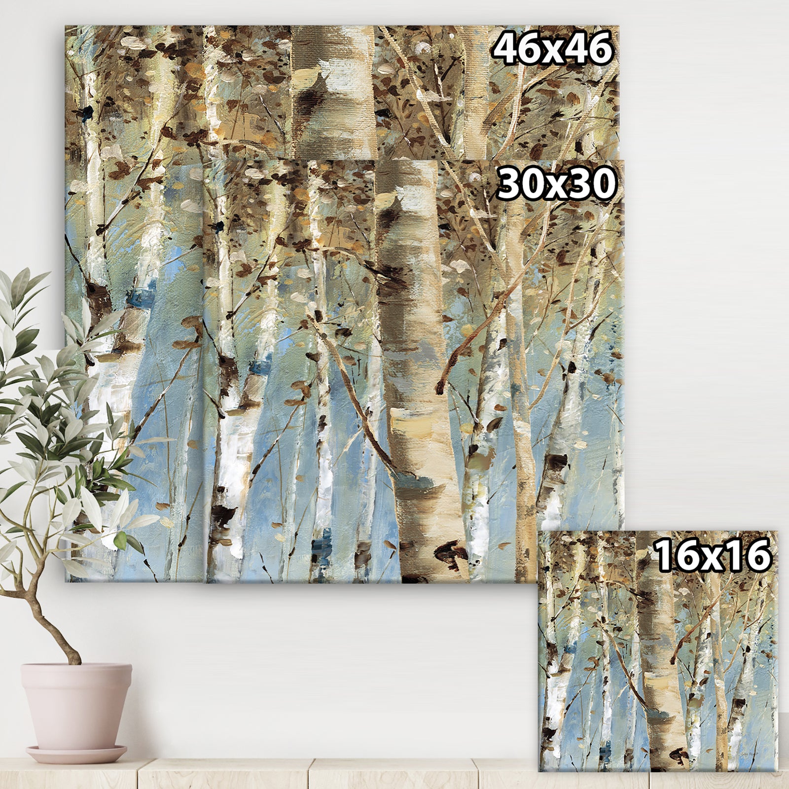 White Birch Forest II - Modern Farmhouse Premium Canvas Wall Art