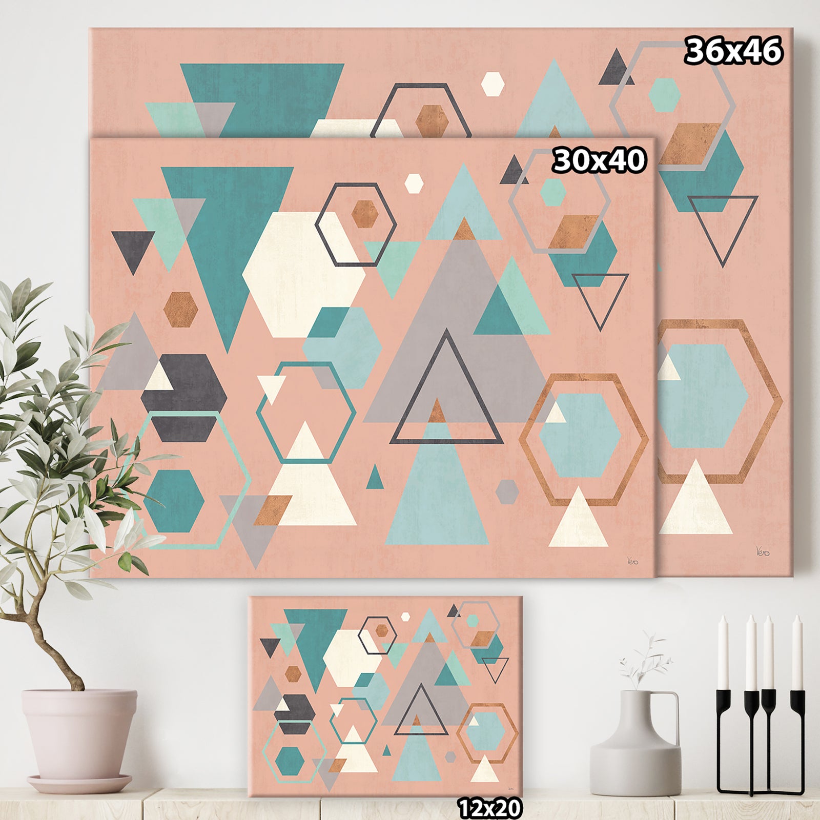 Geometric hexagons Pattern I - Transitional Canvas Art