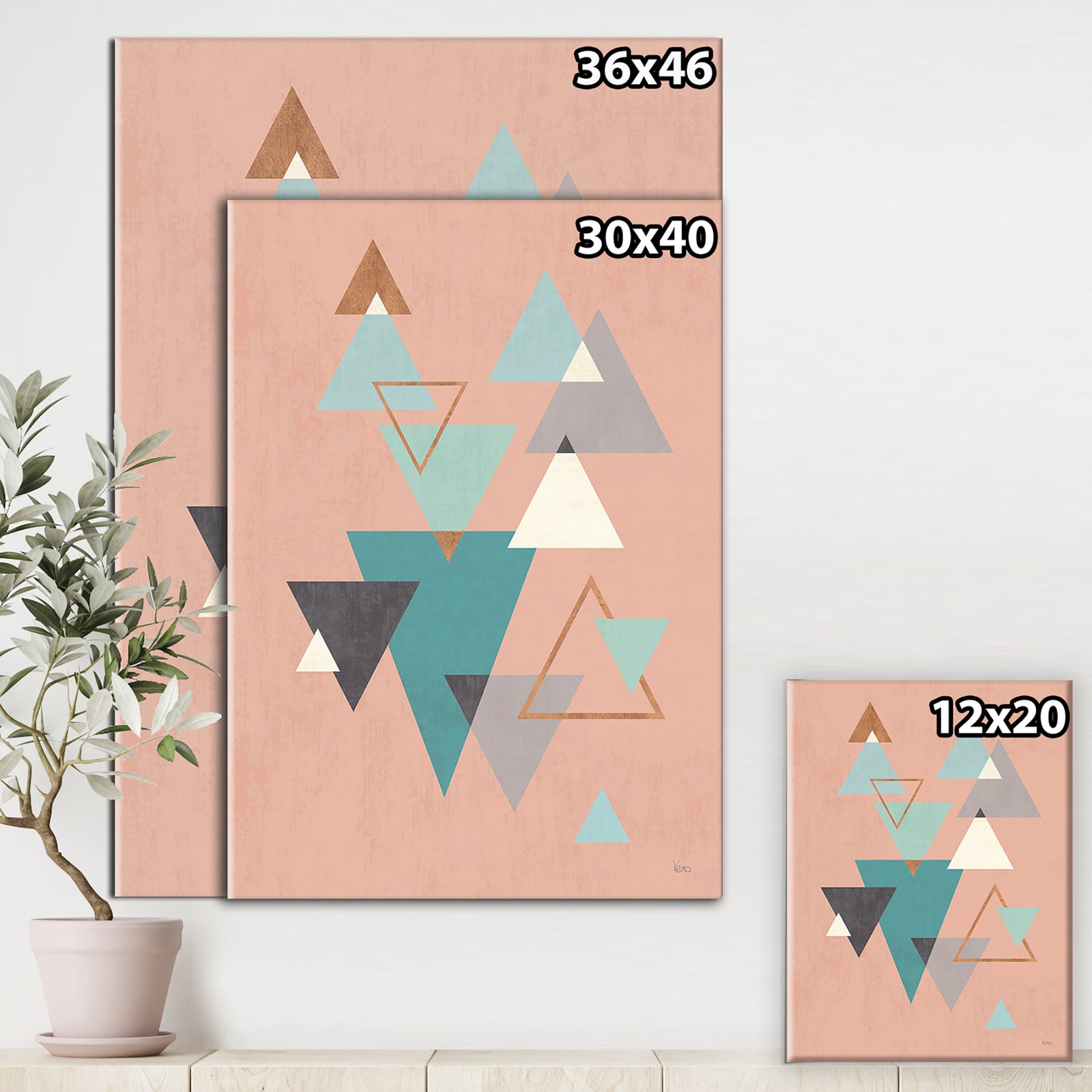 Geometric hexagons Pattern III - Transitional Gallery-wrapped Canvas