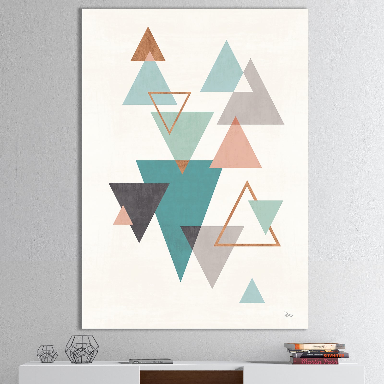 Geometric hexagons Pattern V - Transitional Canvas Art