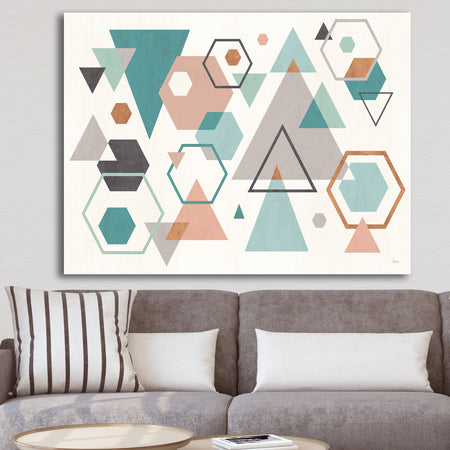Geometric hexagons Pattern VI - Transitional Premium Canvas Wall Art