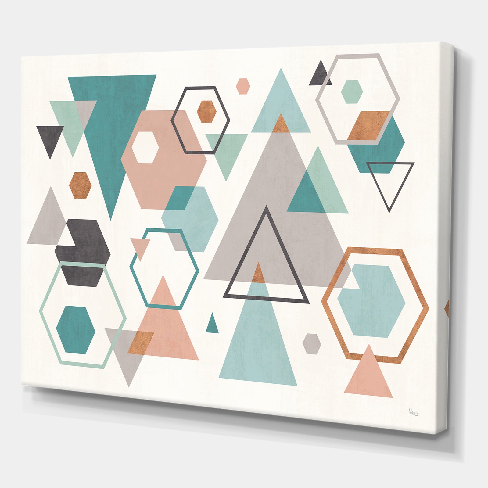 Geometric hexagons Pattern VI - Transitional Premium Canvas Wall Art