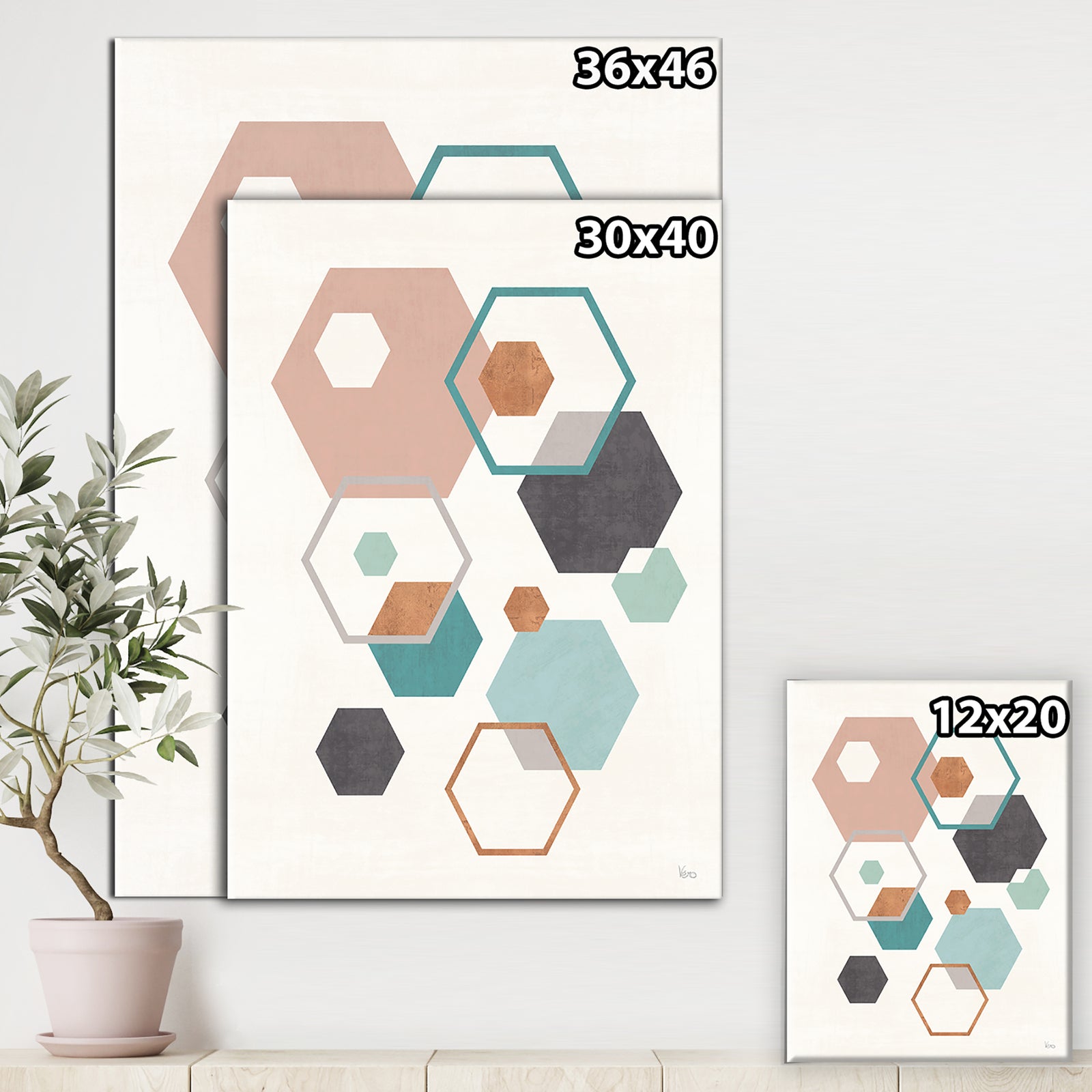 Geometric hexagons Pattern VII - Transitional Gallery-wrapped Canvas