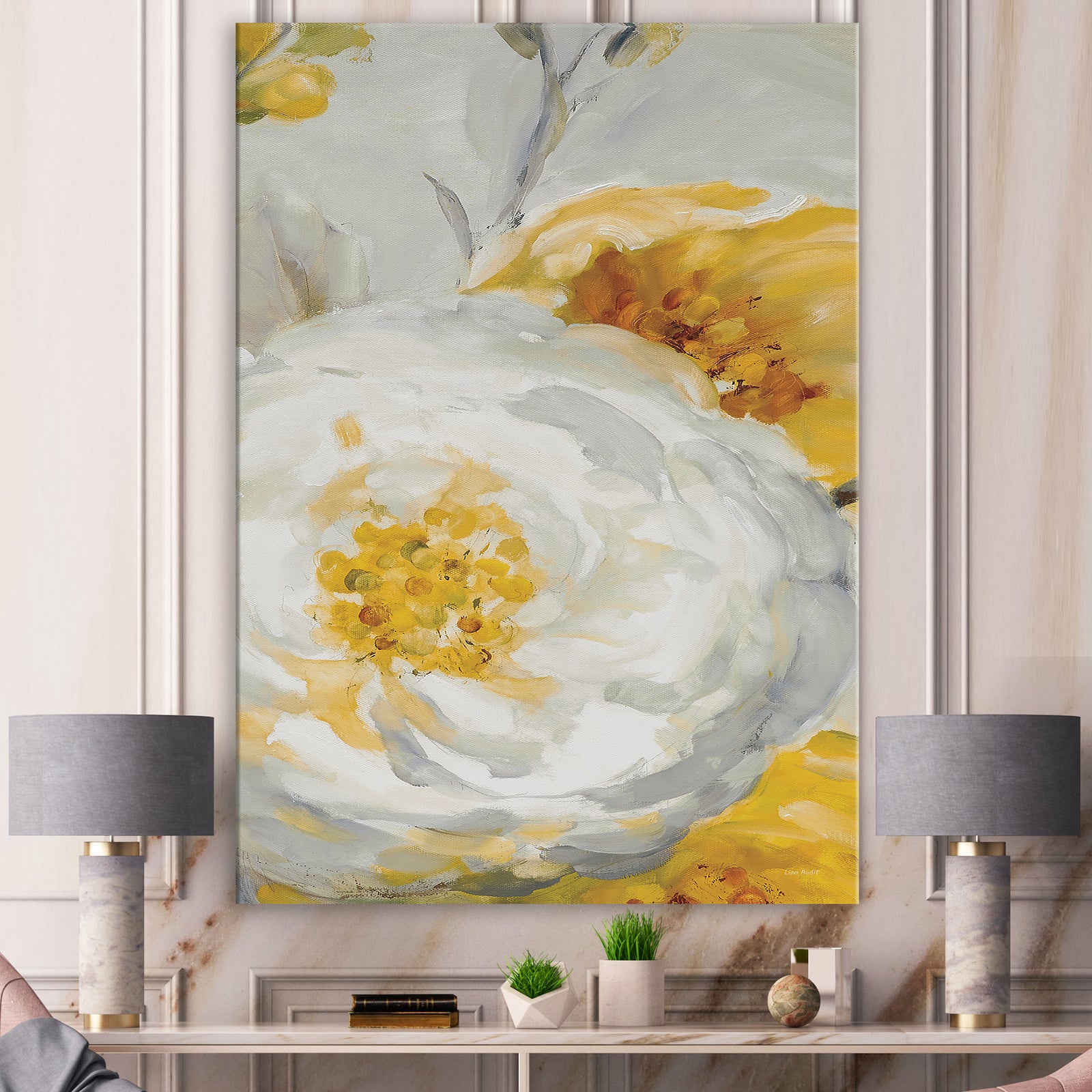 Sunshine Yellow Flower I - Floral Canvas Artwork