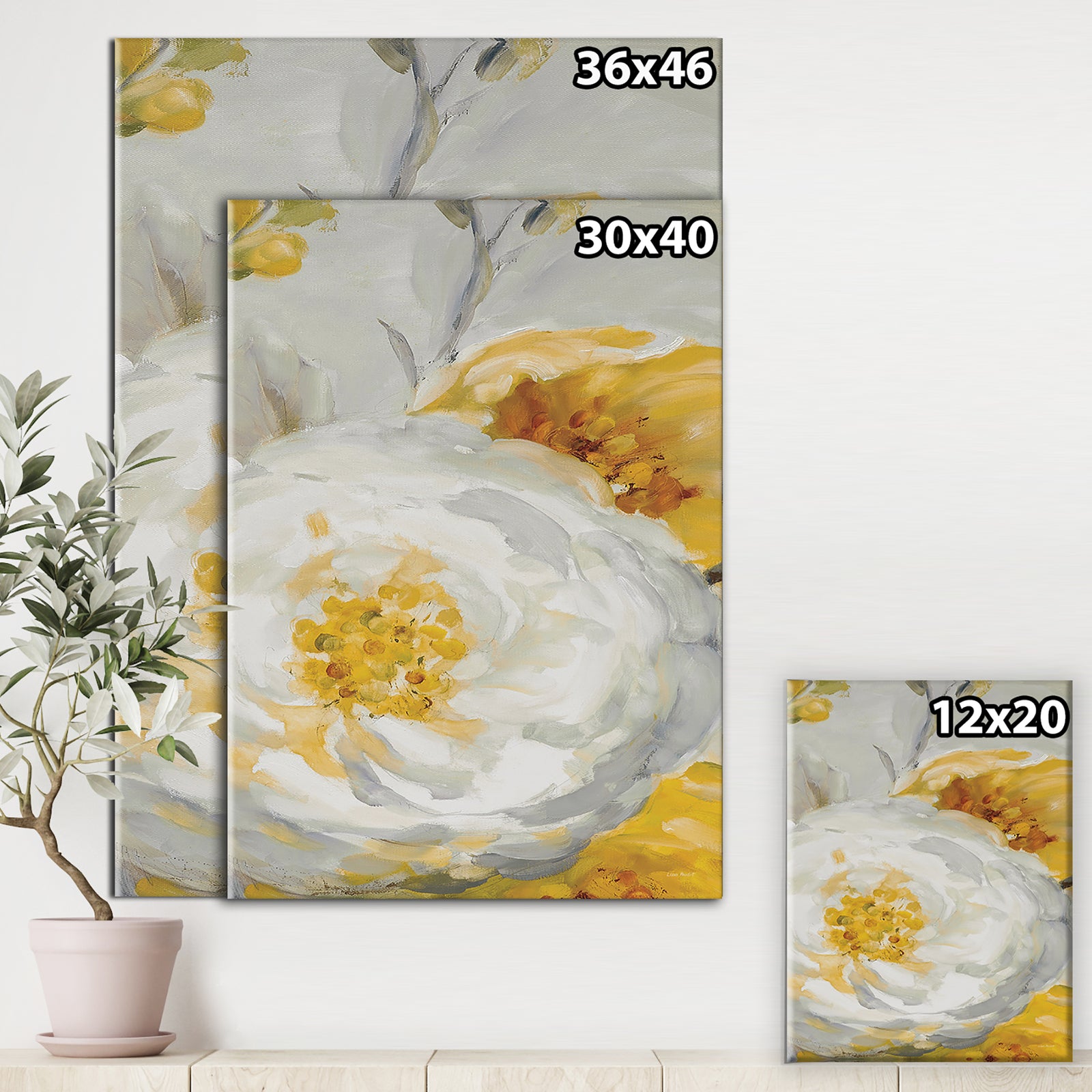 Sunshine Yellow Flower I - Floral Canvas Artwork