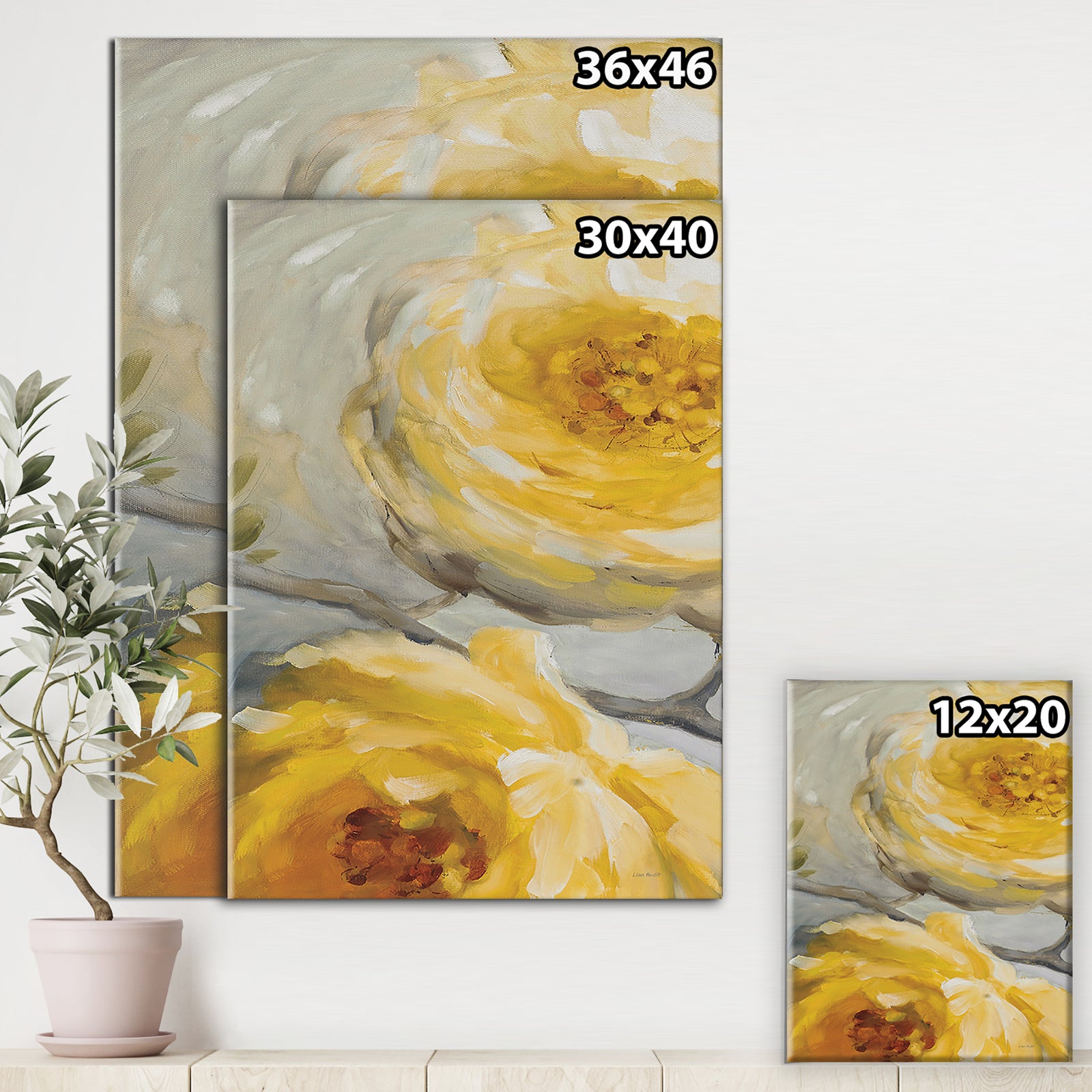 Sunshine Yellow Flower III - Floral Premium Canvas Wall Art
