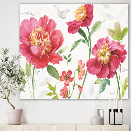 Red Spring flowers and Butterfly - Cabin & Lodge Gallery-wrapped Canvas