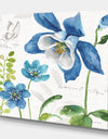 Blue Columbine Flowers With Butterfly - Cabin & Lodge Canvas Artwork