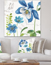 Blue Columbine Flowers With Butterfly - Cabin & Lodge Canvas Artwork