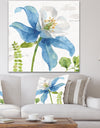 Blue Columbine Wild Flower with Ferns - Cabin & Lodge Premium Canvas Wall Art