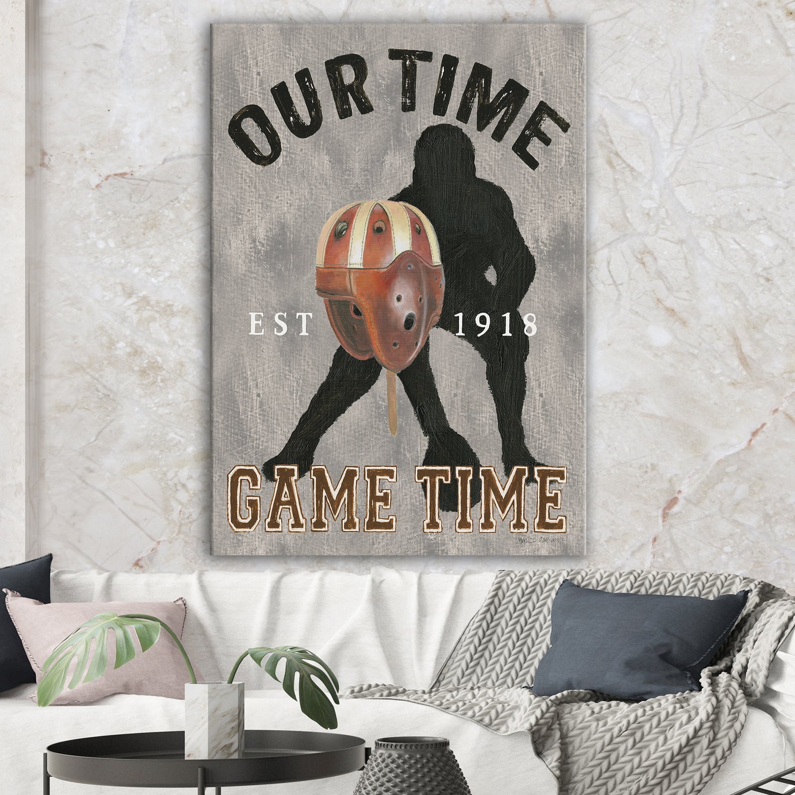 football Game Day I - Vintage Sport Gallery-wrapped Canvas