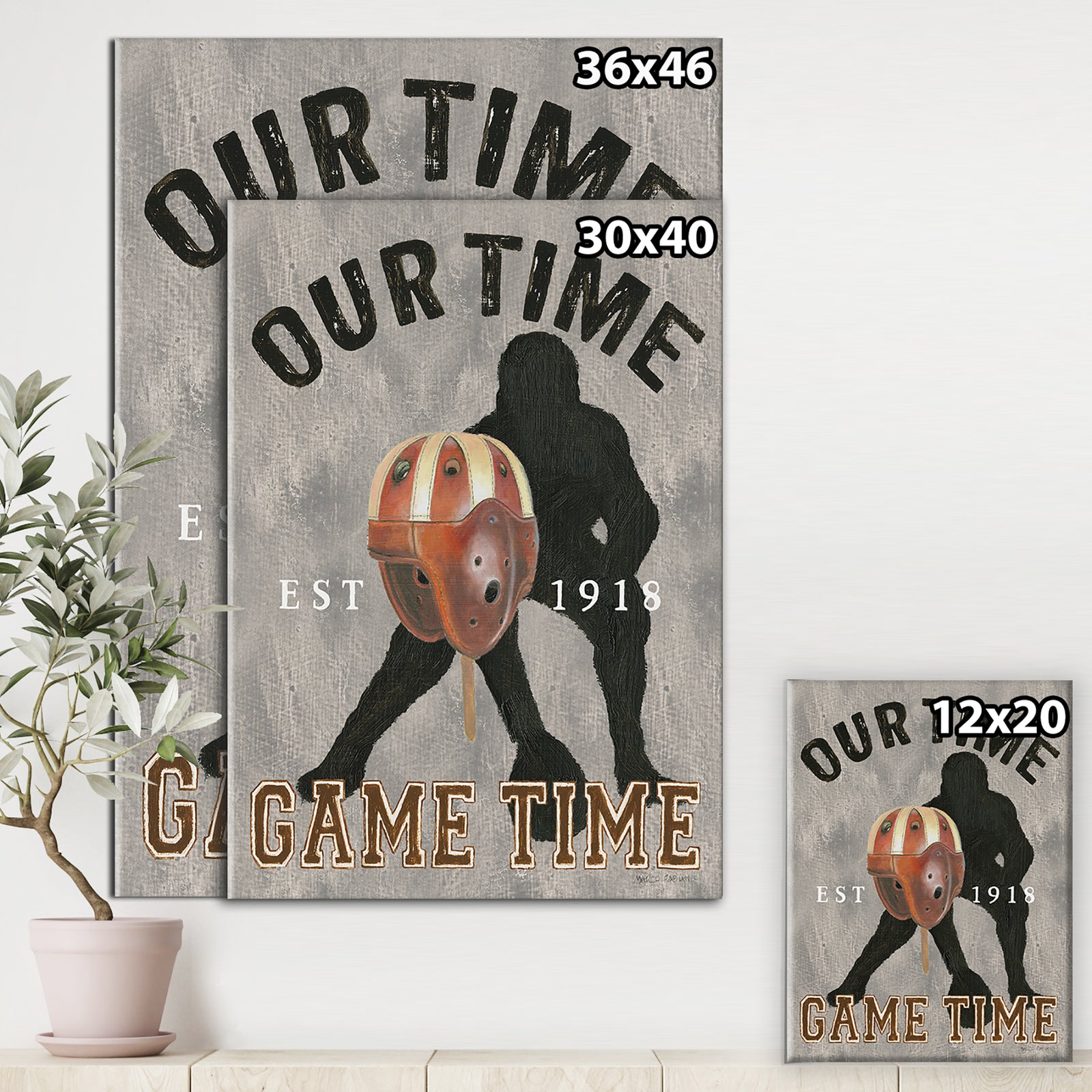 football Game Day I - Vintage Sport Gallery-wrapped Canvas