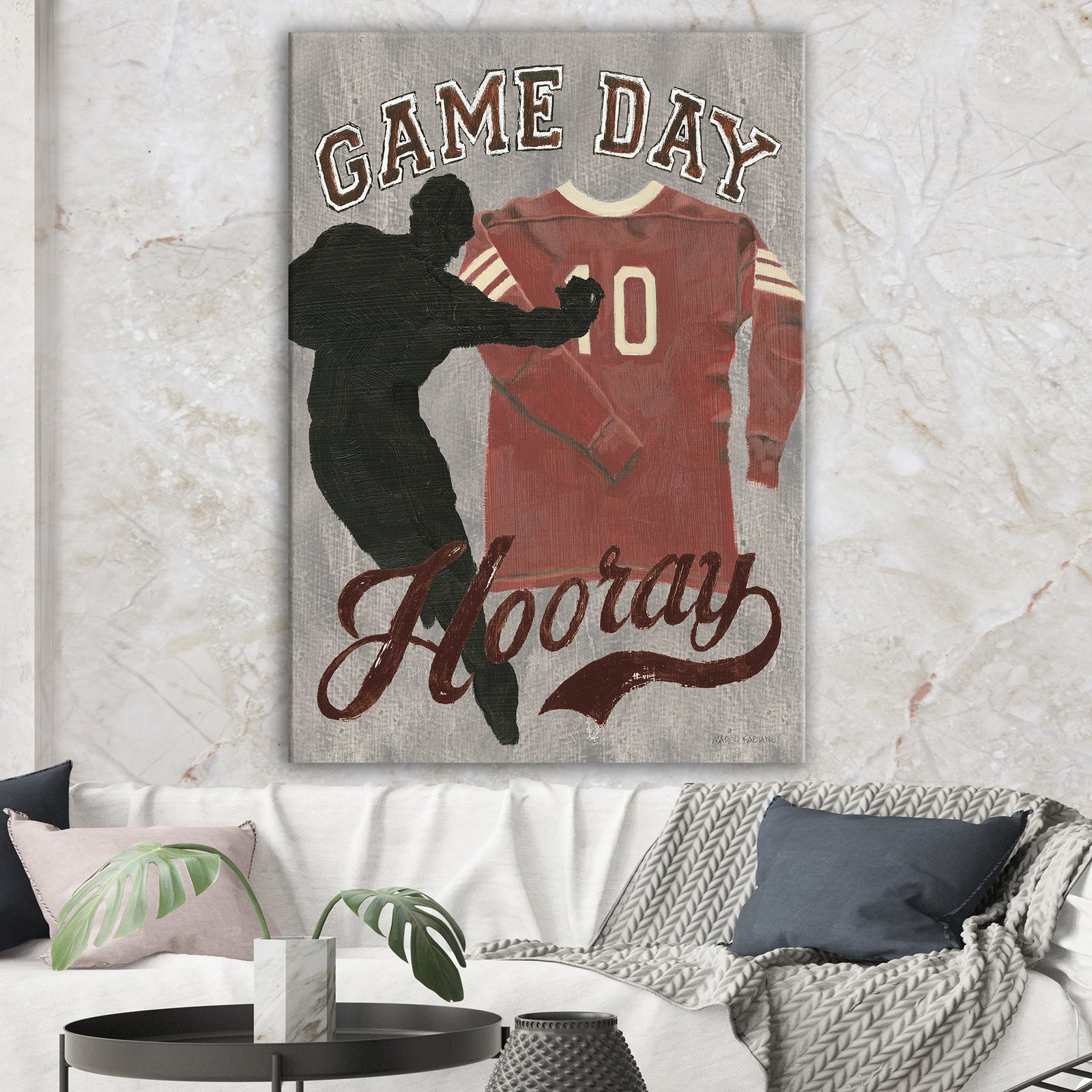 football Game Day IV - Vintage Sport Premium Canvas Wall Art