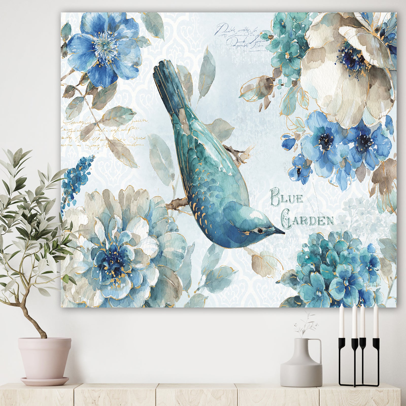 Indigold Bird Cottage Family V - Farmhouse Gallery-wrapped Canvas