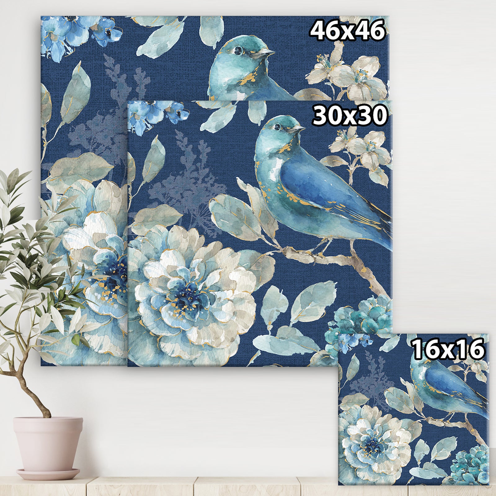 Indigold Bird Cottage Family III - Farmhouse Gallery-wrapped Canvas
