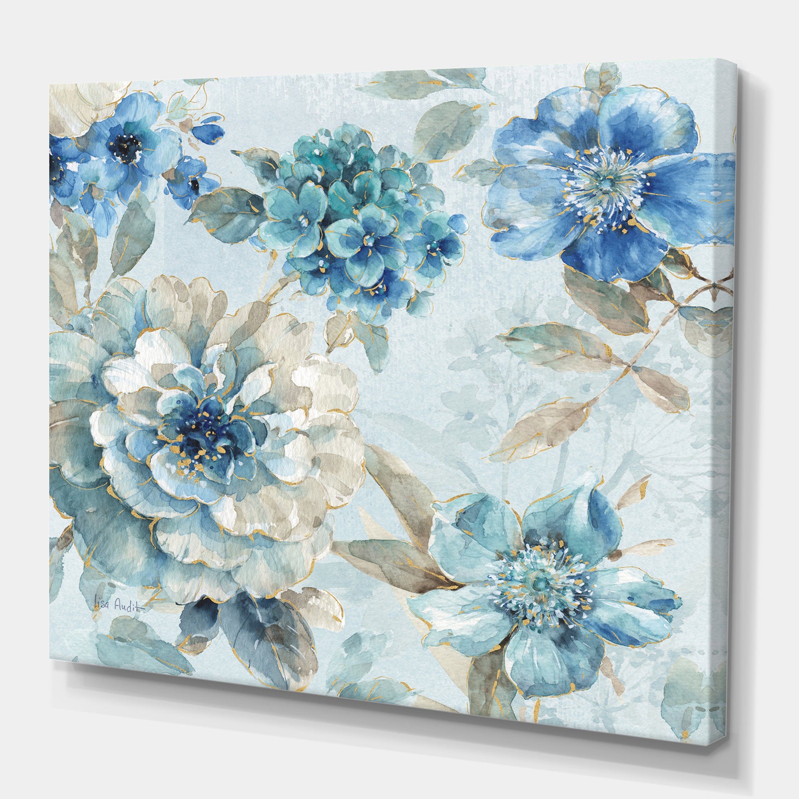 Indigold Watercolor Lovely bird IV - Farmhouse Gallery-wrapped Canvas