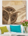 Retro Airplanes Sepia - Vintage Transportation Canvas Art