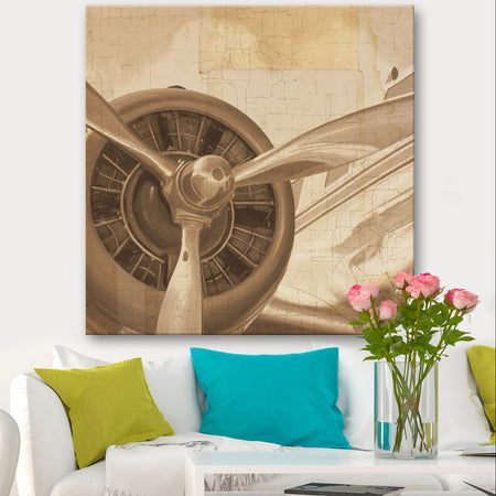 Retro Airplanes Sepia - Vintage Transportation Canvas Art