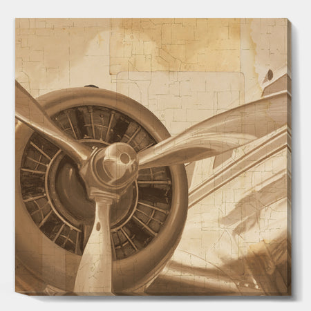 Retro Airplanes Sepia - Vintage Transportation Canvas Art