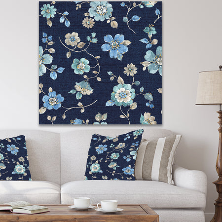 Indigold metallic Flower Pattern - Floral Gallery-wrapped Canvas