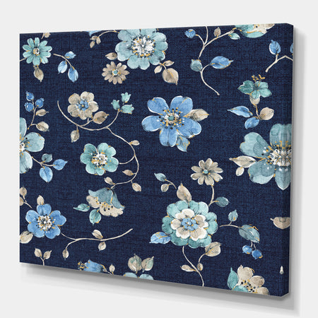 Indigold metallic Flower Pattern - Floral Gallery-wrapped Canvas