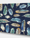 Indigold metallic feathers Pattern - Floral Canvas Artwork