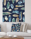Indigold metallic feathers Pattern - Floral Canvas Artwork
