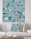 Indigold Feathers Turquoise Pattern - Floral Canvas Art