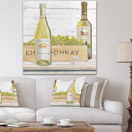 White Chardonnay Wine Bottles - Food and Beverage Canvas Artwork