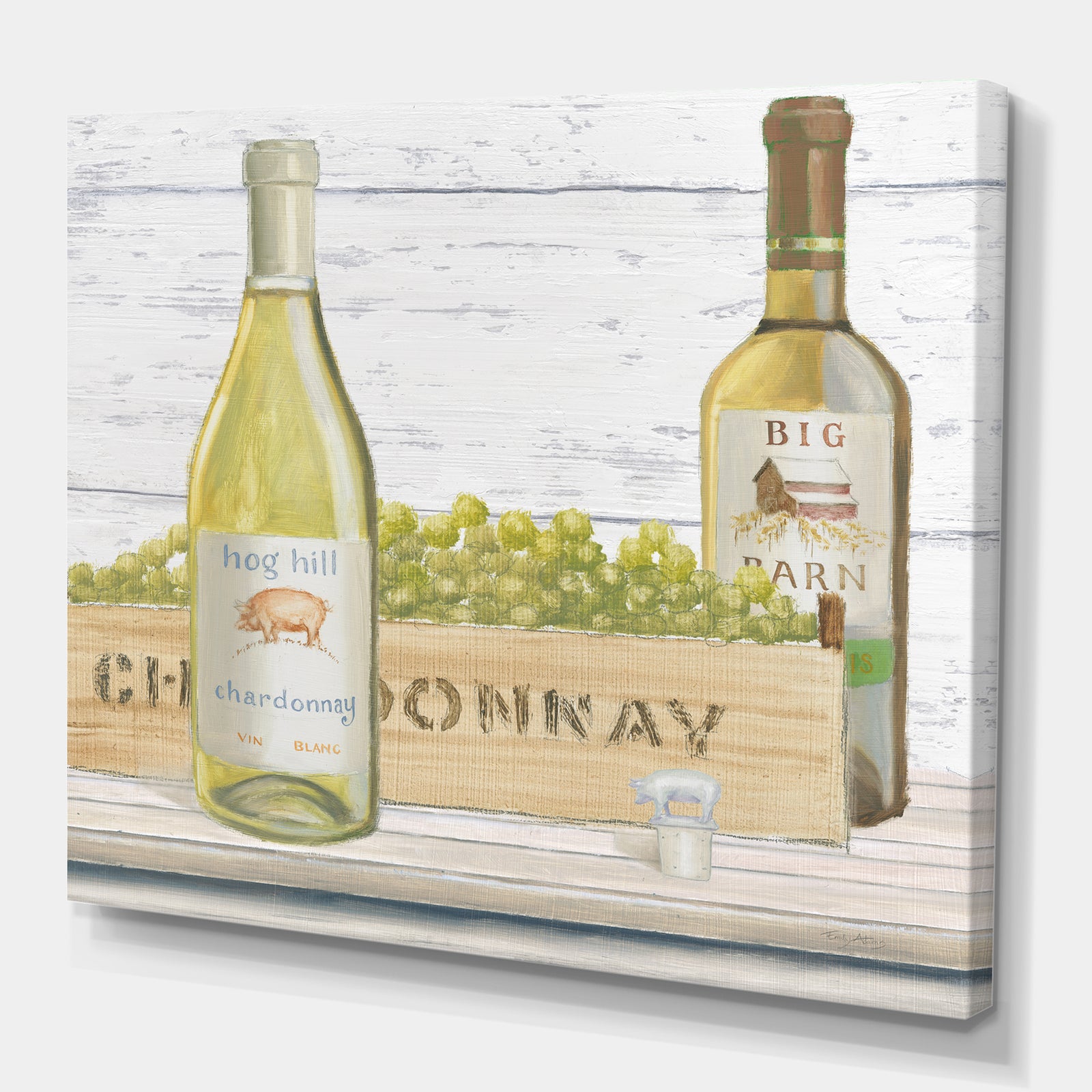 White Chardonnay Wine Bottles - Food and Beverage Canvas Artwork